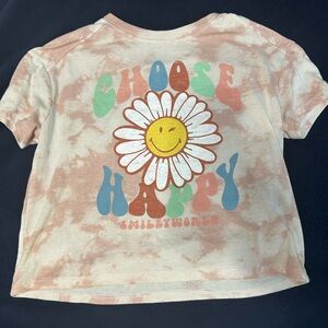 Girls choose happy boxy tee.